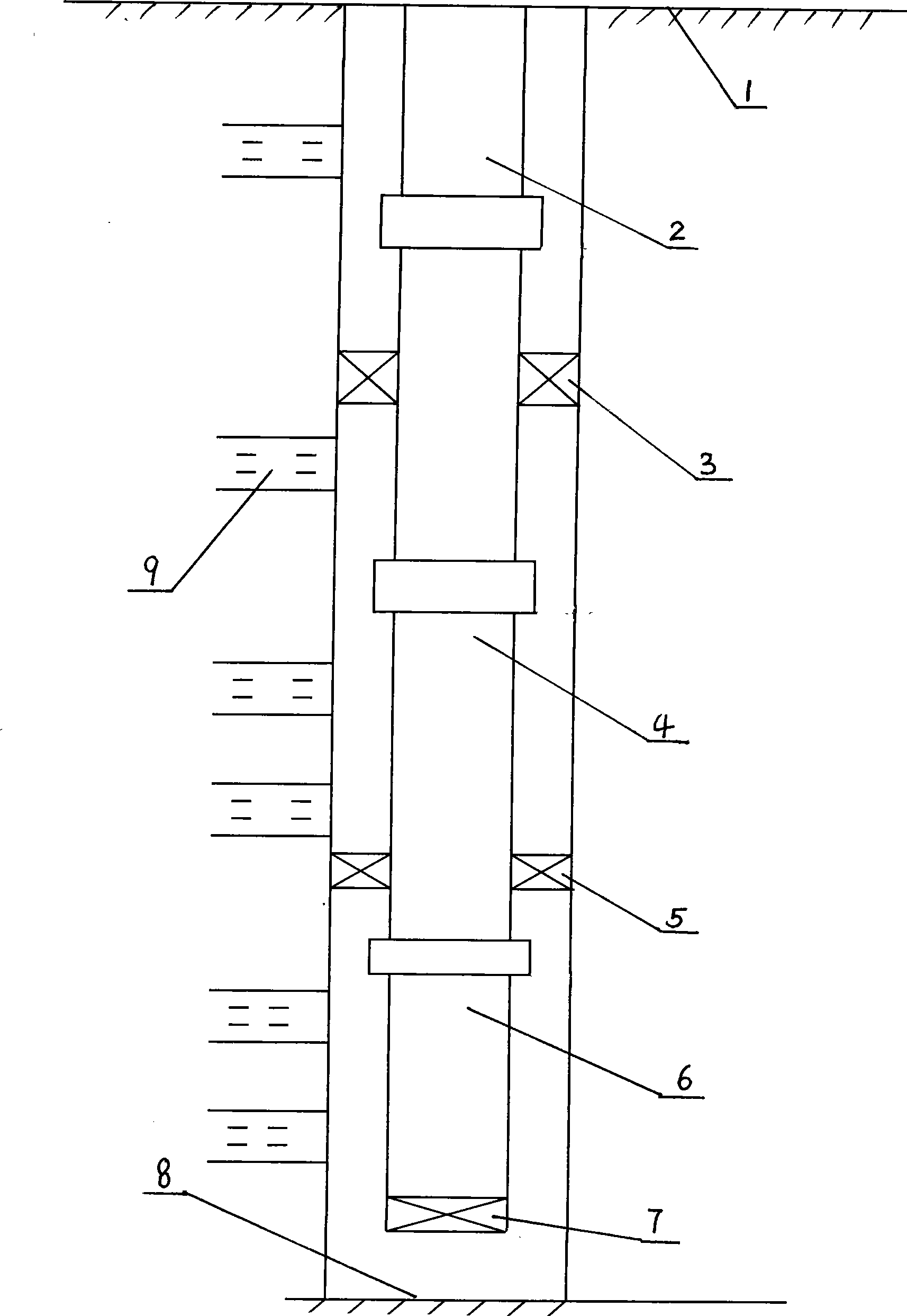 Water injection technological process using three parameters test curve for layered pulling and running for water injection allocation