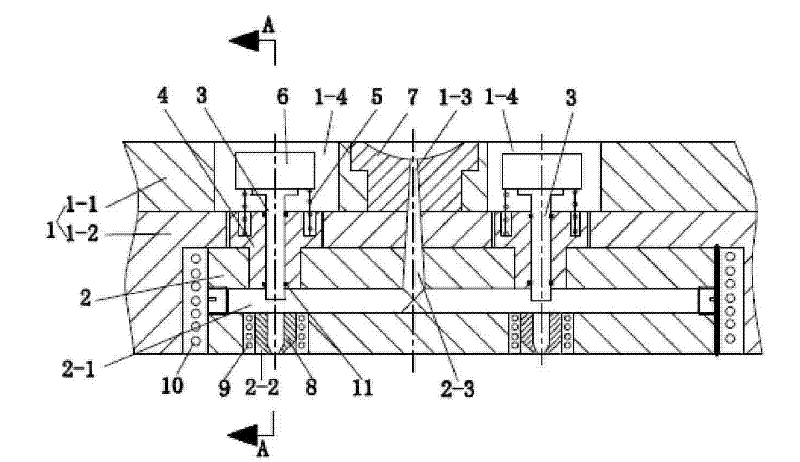 Injection mold hot runner valve type vibration type nozzle device