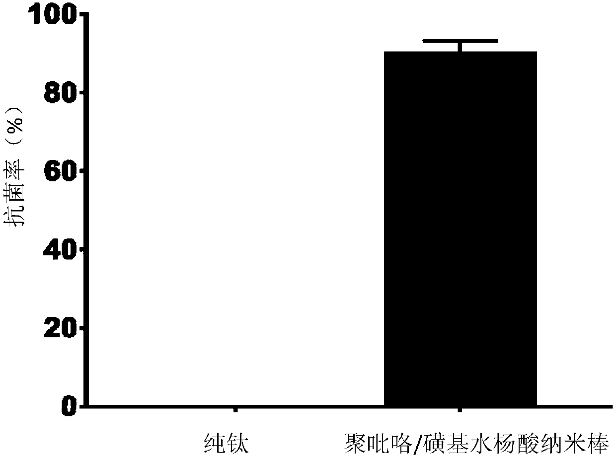 Antibacterial polypyrrole/sulfosalicylic acid nanorod and preparation method and application thereof