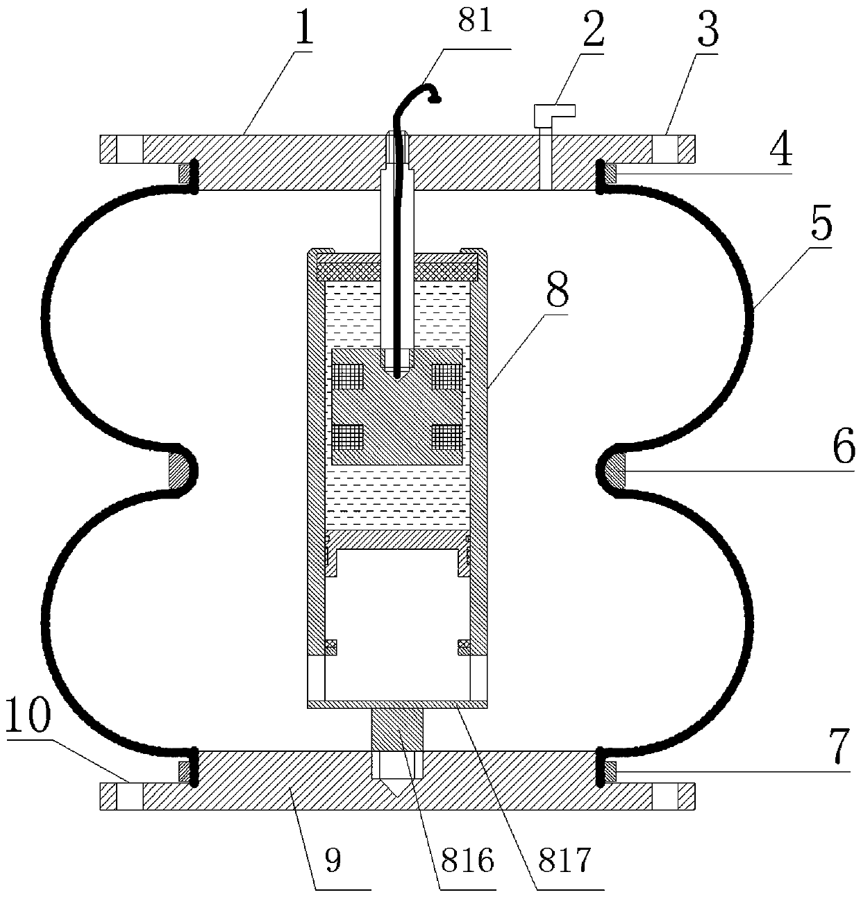 Air spring vibration isolator based on magnetic control damping