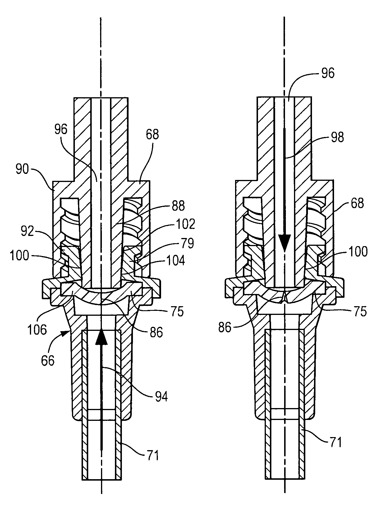 Injection site for male luer or other tubular connector