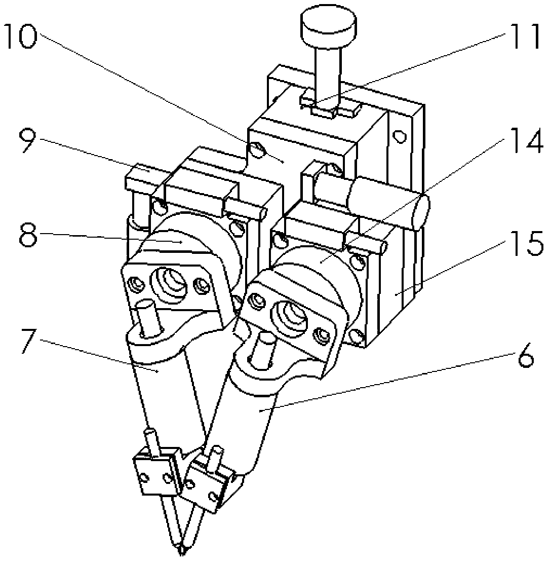 Double-channel automatic distribution device for micro reagents