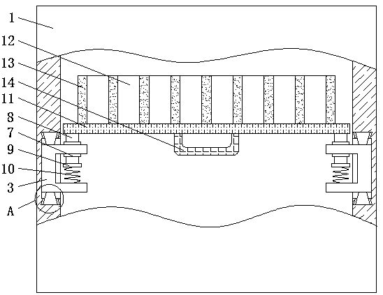 Shock absorption dishwasher storage rack slide rail device