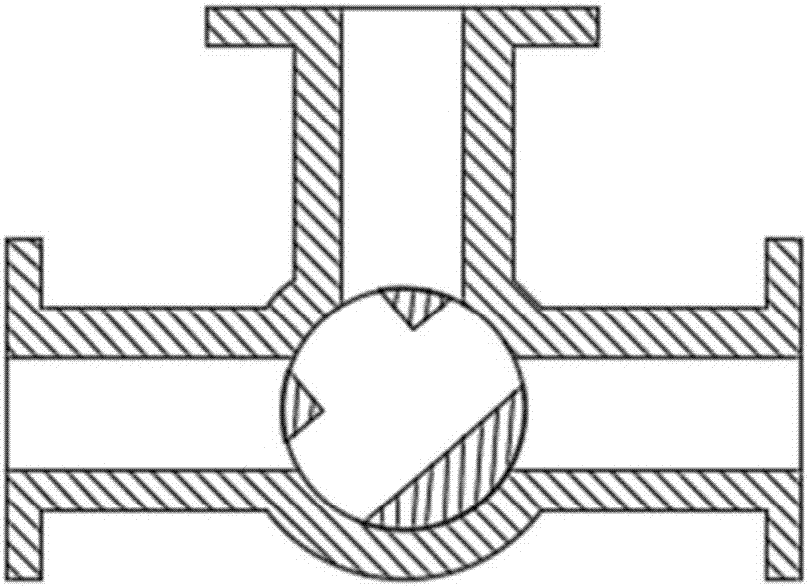 T-shaped three-way ball valve with sewage discharge function