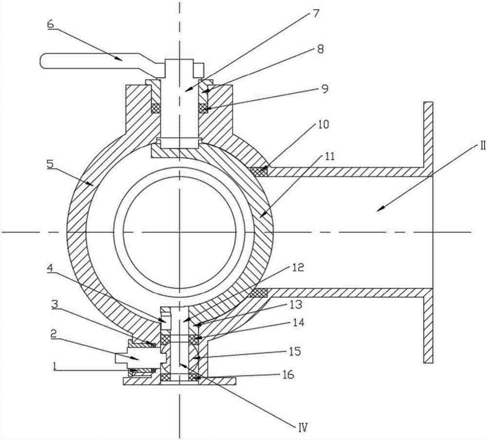 T-shaped three-way ball valve with sewage discharge function