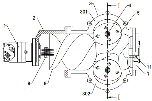 Double-spiral elliptic sealing engagement pair for conveying high-viscosity multi-impurity fluid medium