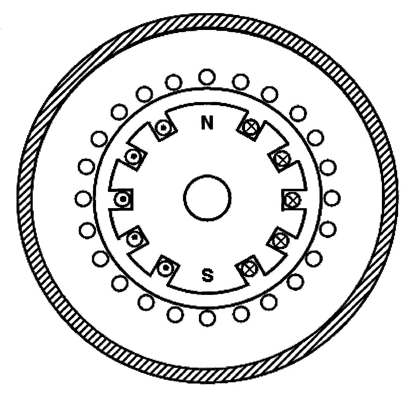 Non-salient pole electromagnetic speed regulator