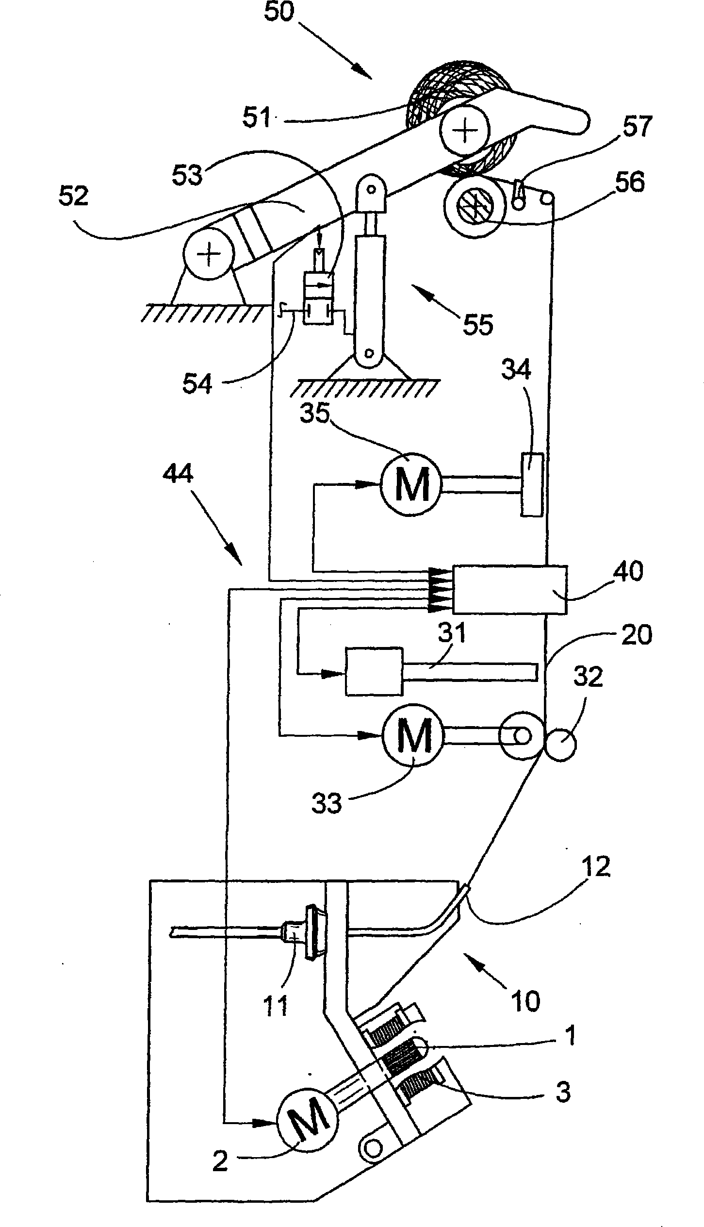 Electronic unit of textile machine for producing across winding reel