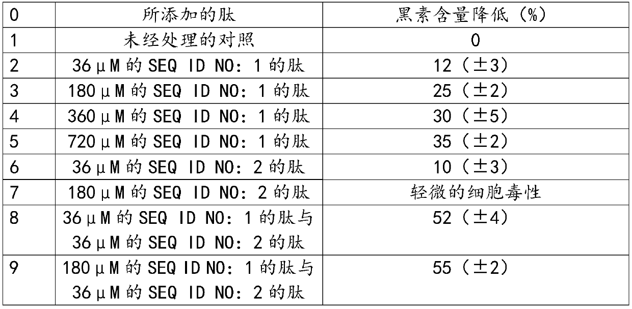 Active peptides and whitening creams containing them