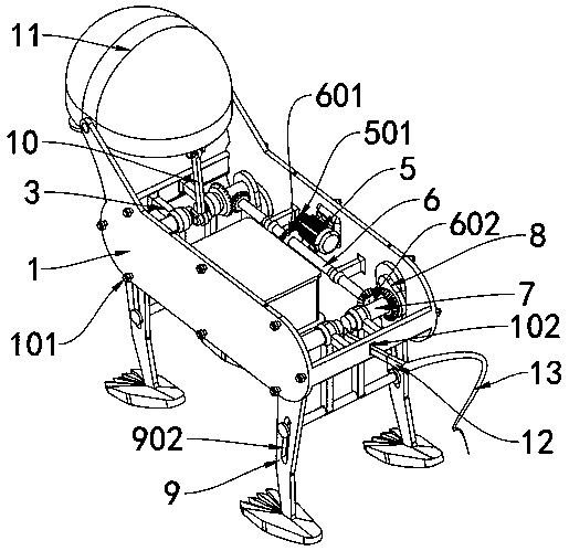 Four-foot moving lion dancing robot device