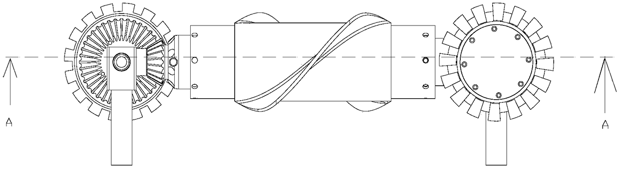 Driving mechanism of bevel gear transmission pipeline robot