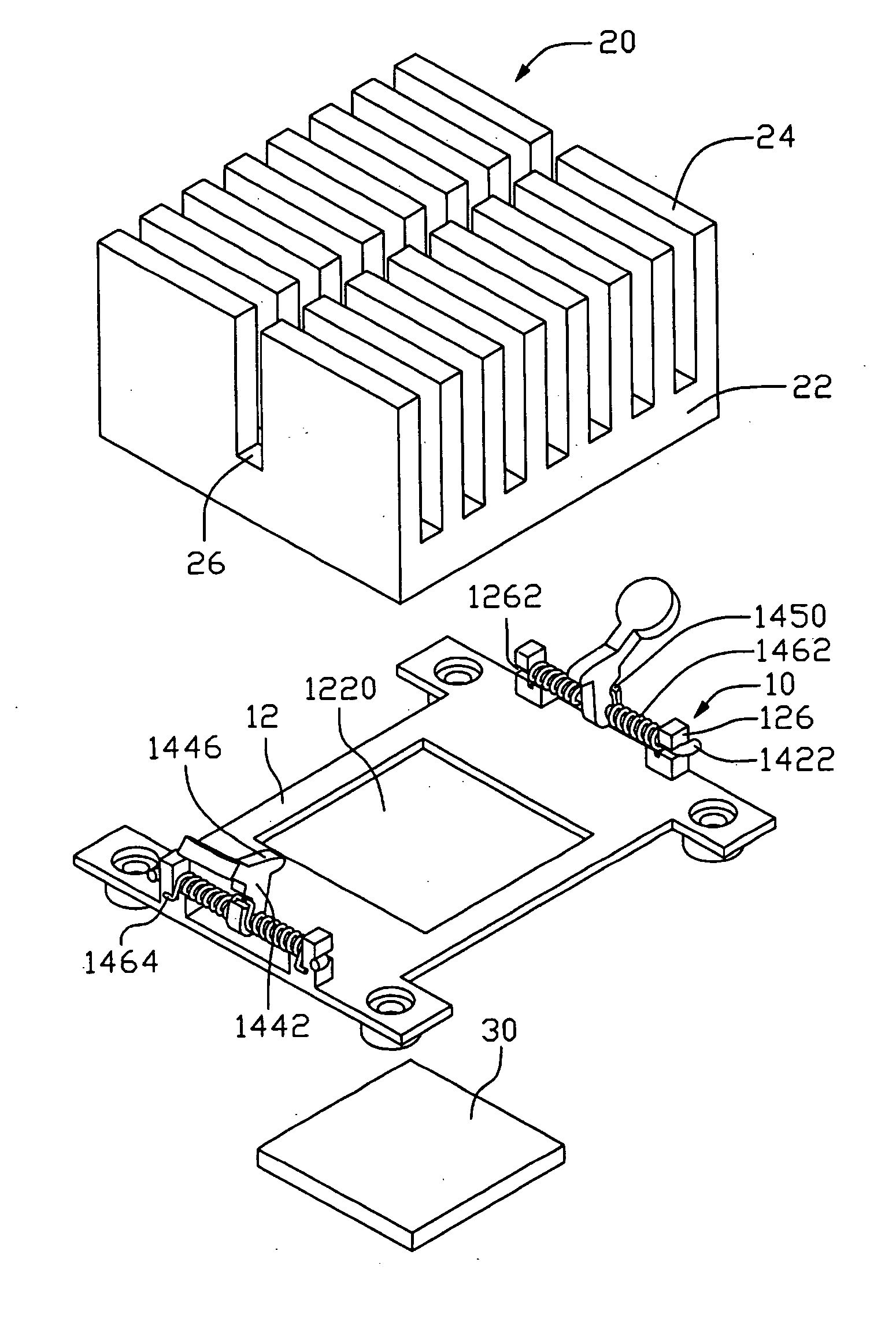 Heat sink mounting device