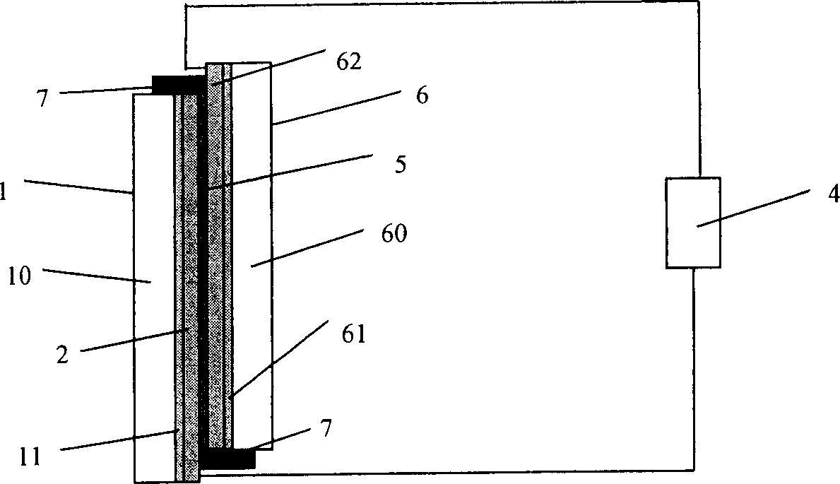 Sensitive dye solar battery with nanometer crystal TiO2