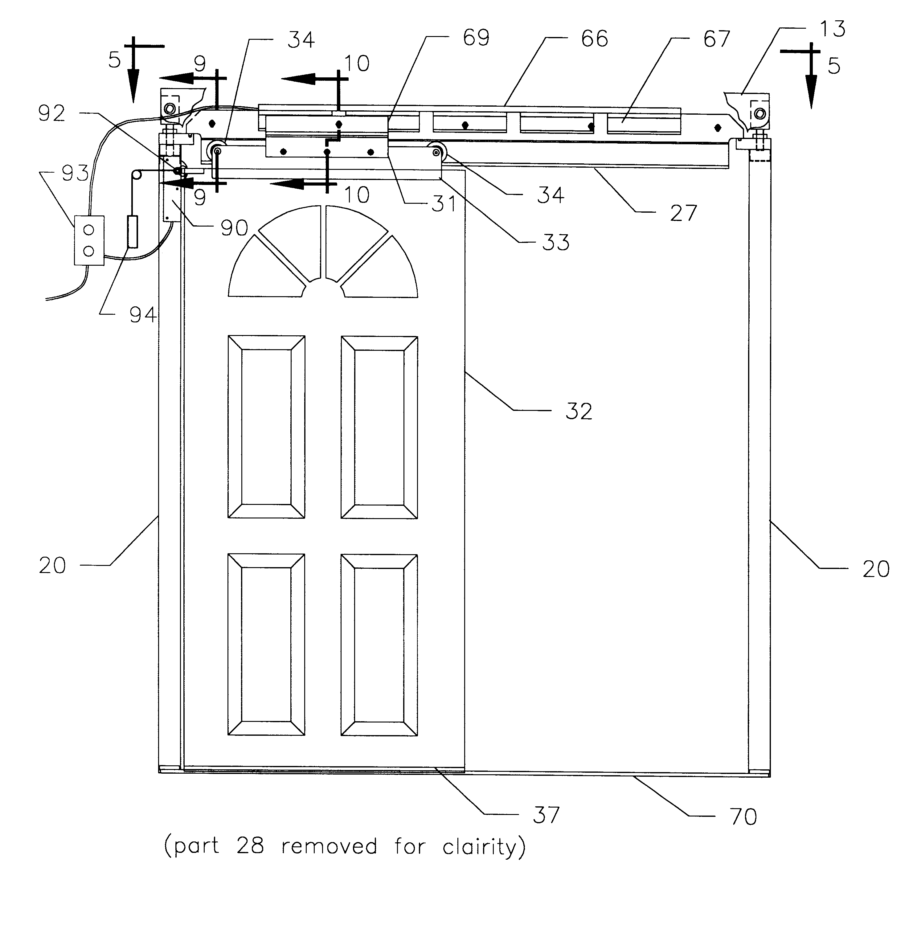 Residential motorized sliding door assembly