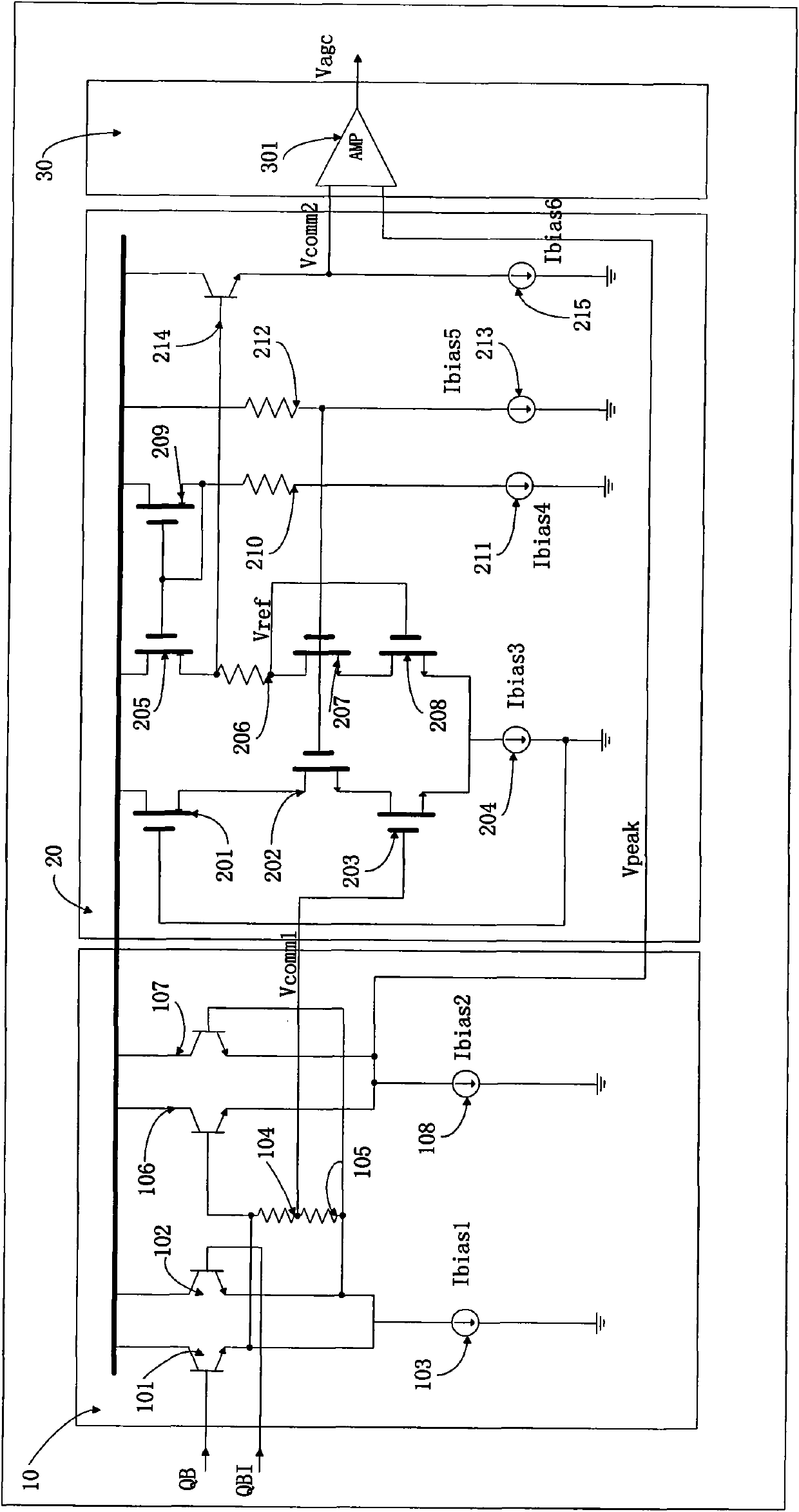 AGC (Automatic Gain Control) circuit for transimpedance amplifier