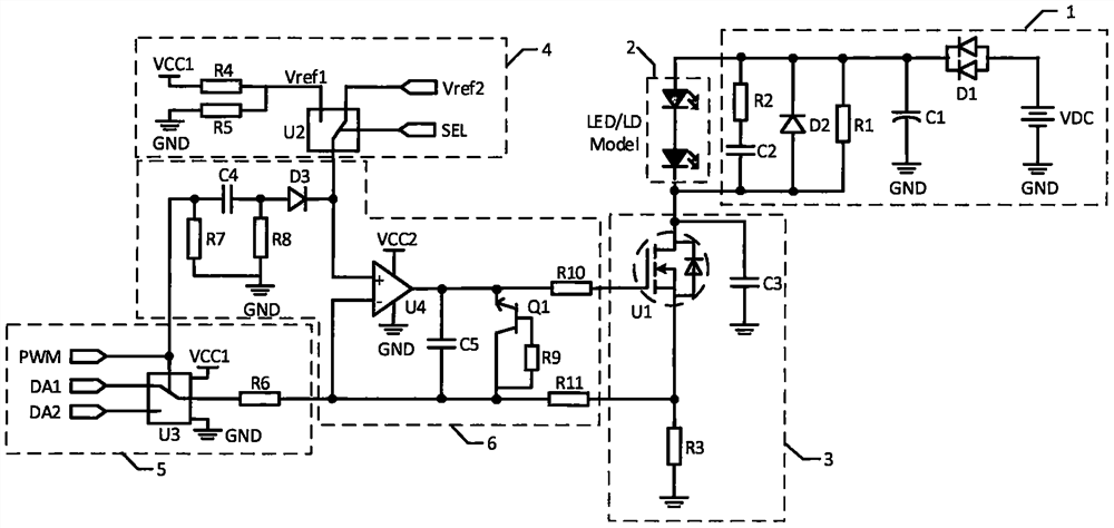 Current-adjustable and PWM flicker controlled constant-current driving circuit and control method