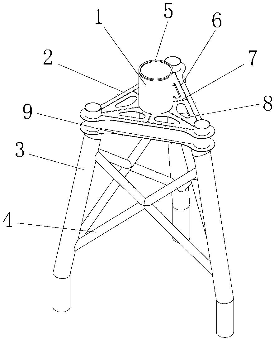 Sea wind power guiding pipe frame foundation structure