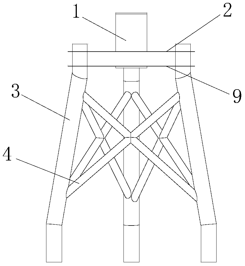 Sea wind power guiding pipe frame foundation structure