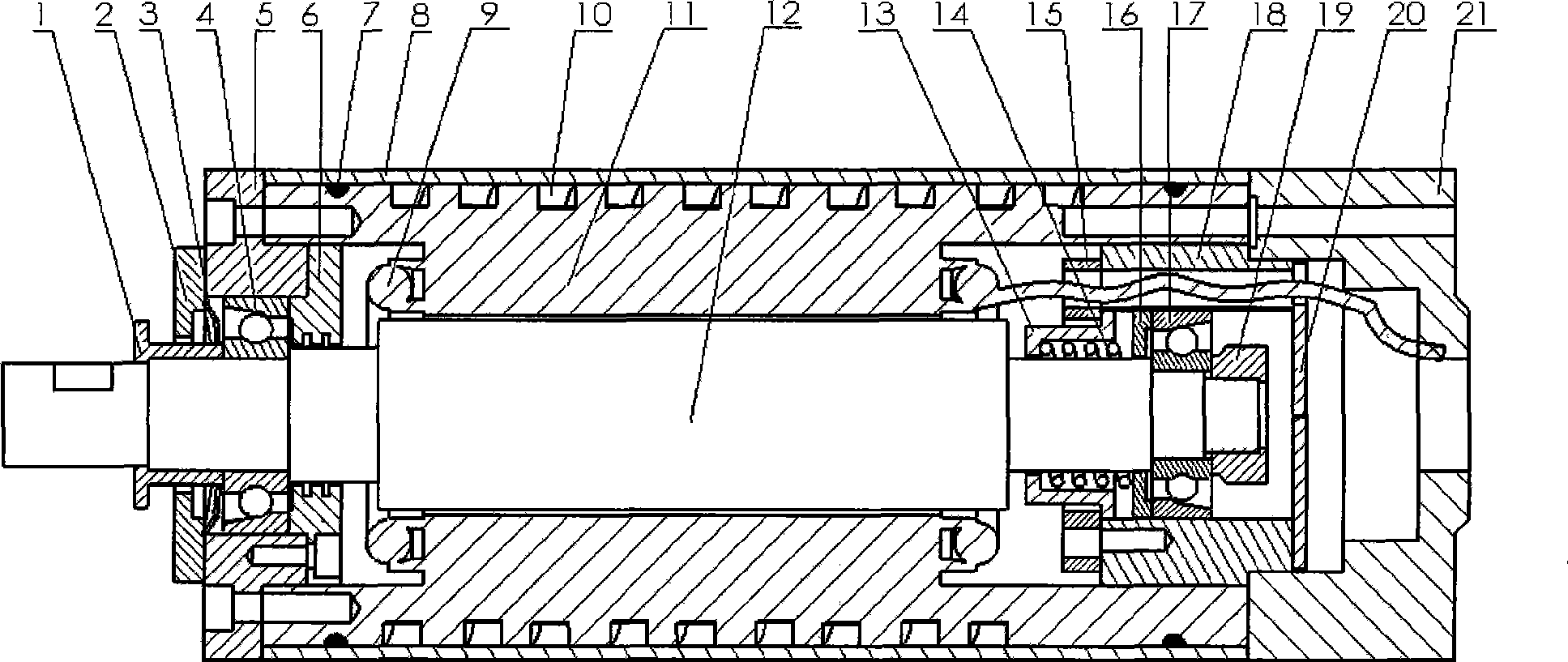 Electric principal shaft with composite stator structure