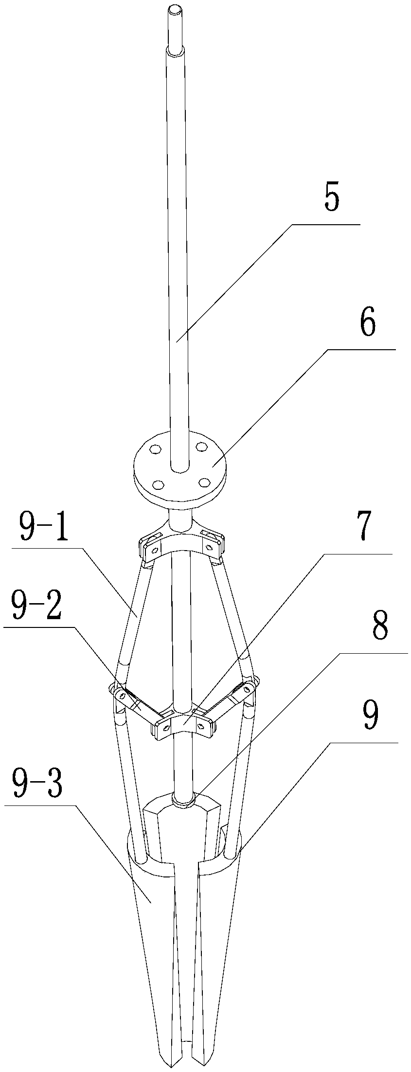 Bag taking and mouth prop-open device and method suitable for single layer or multilayer paper fruit bagging