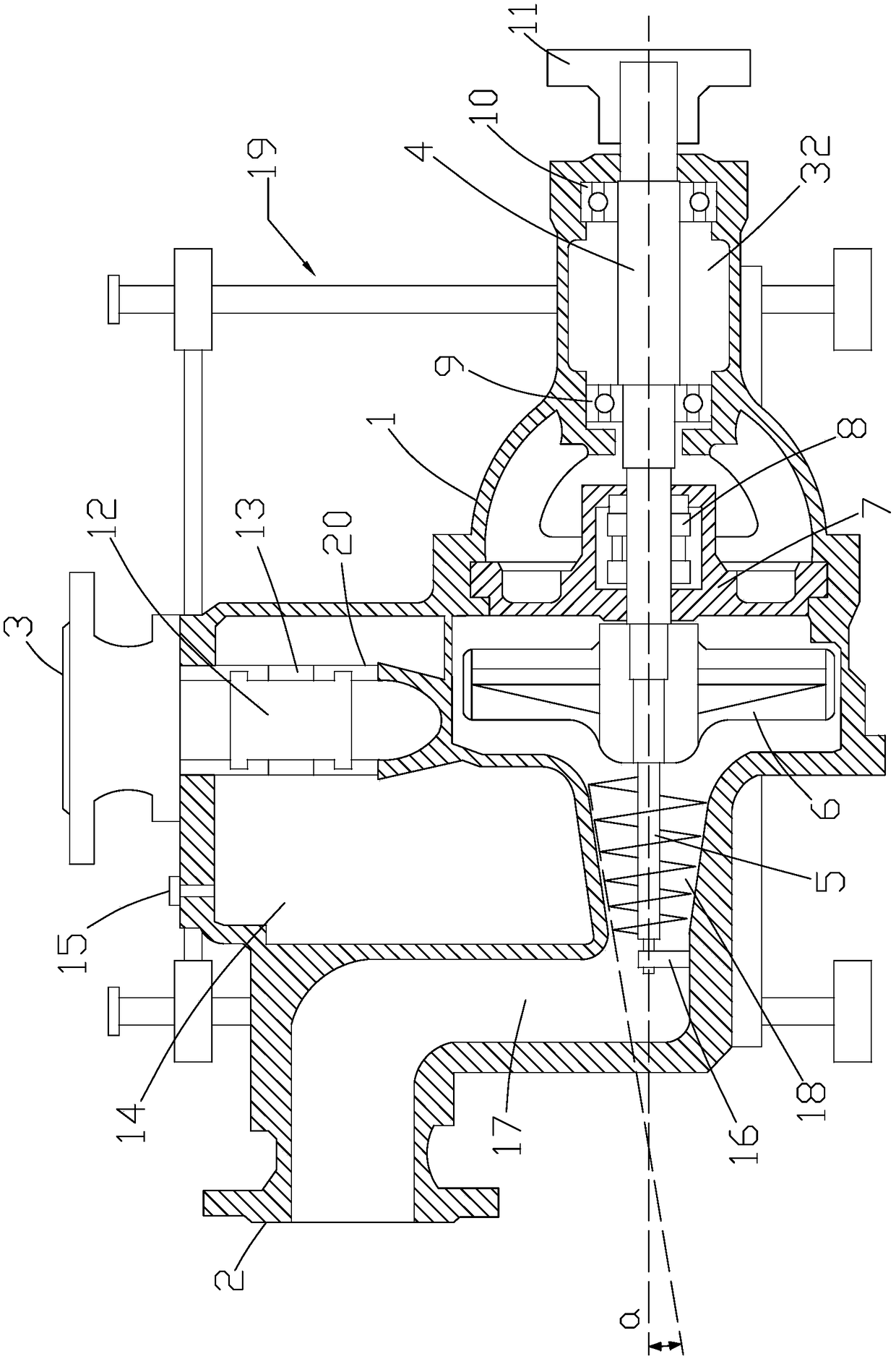 High-speed pump with tapered inducing wheel arranged forward