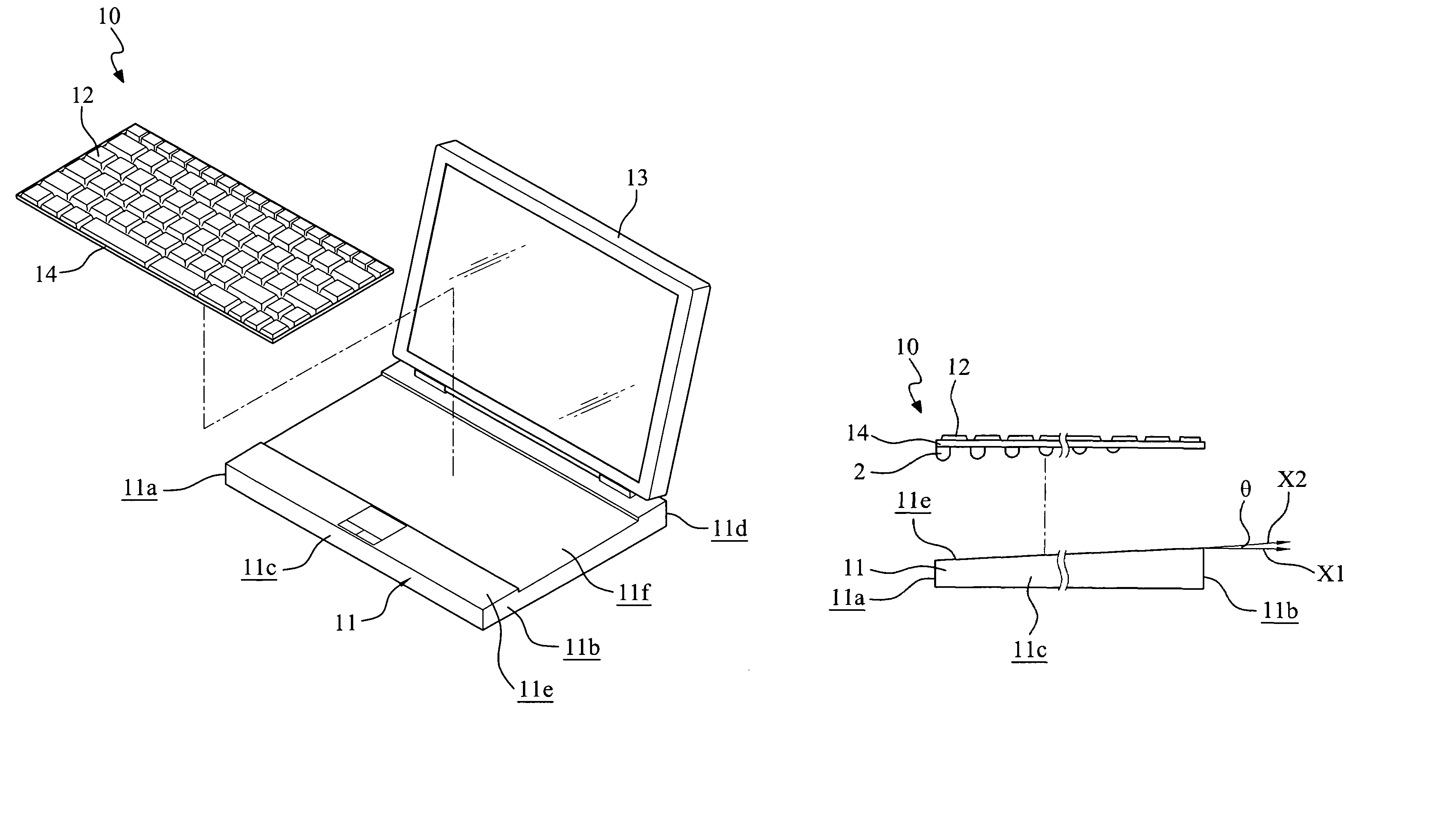 Portable electronic device with drainage structure