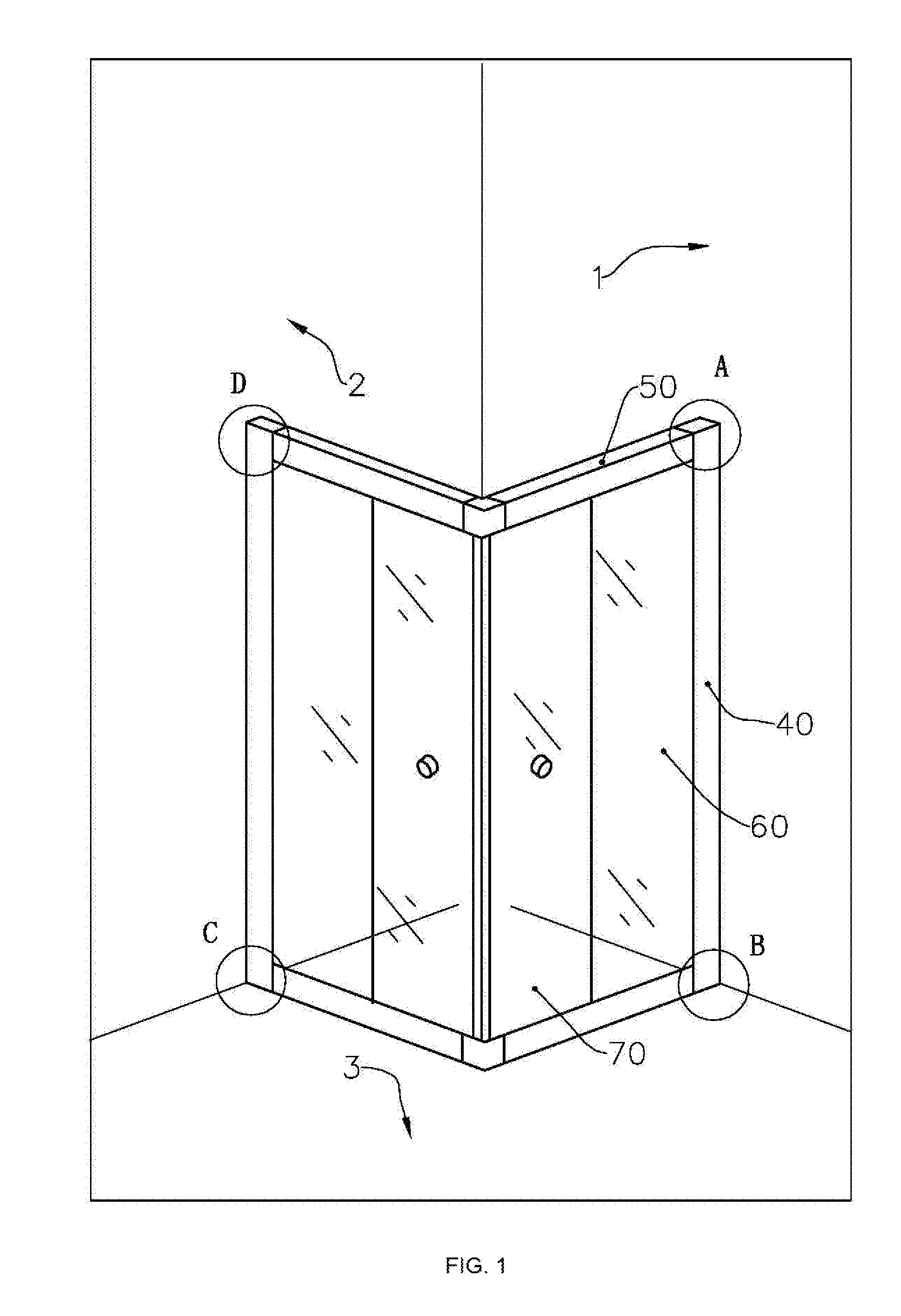 Connecting device and shower door assembly including the connecting device