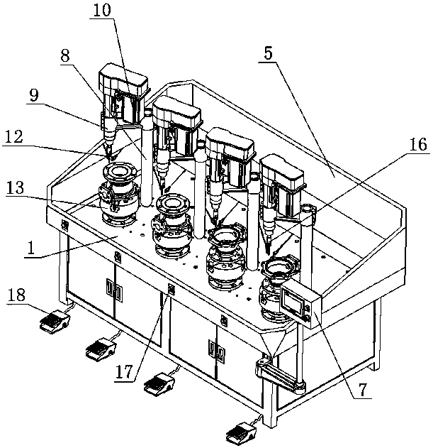 Automatic multi-station valve drilling and tapping compound machine