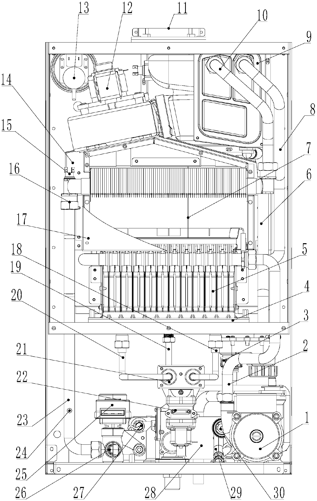 Novel low-nitrogen condensation type flue gas warm bath dual-purpose furnace