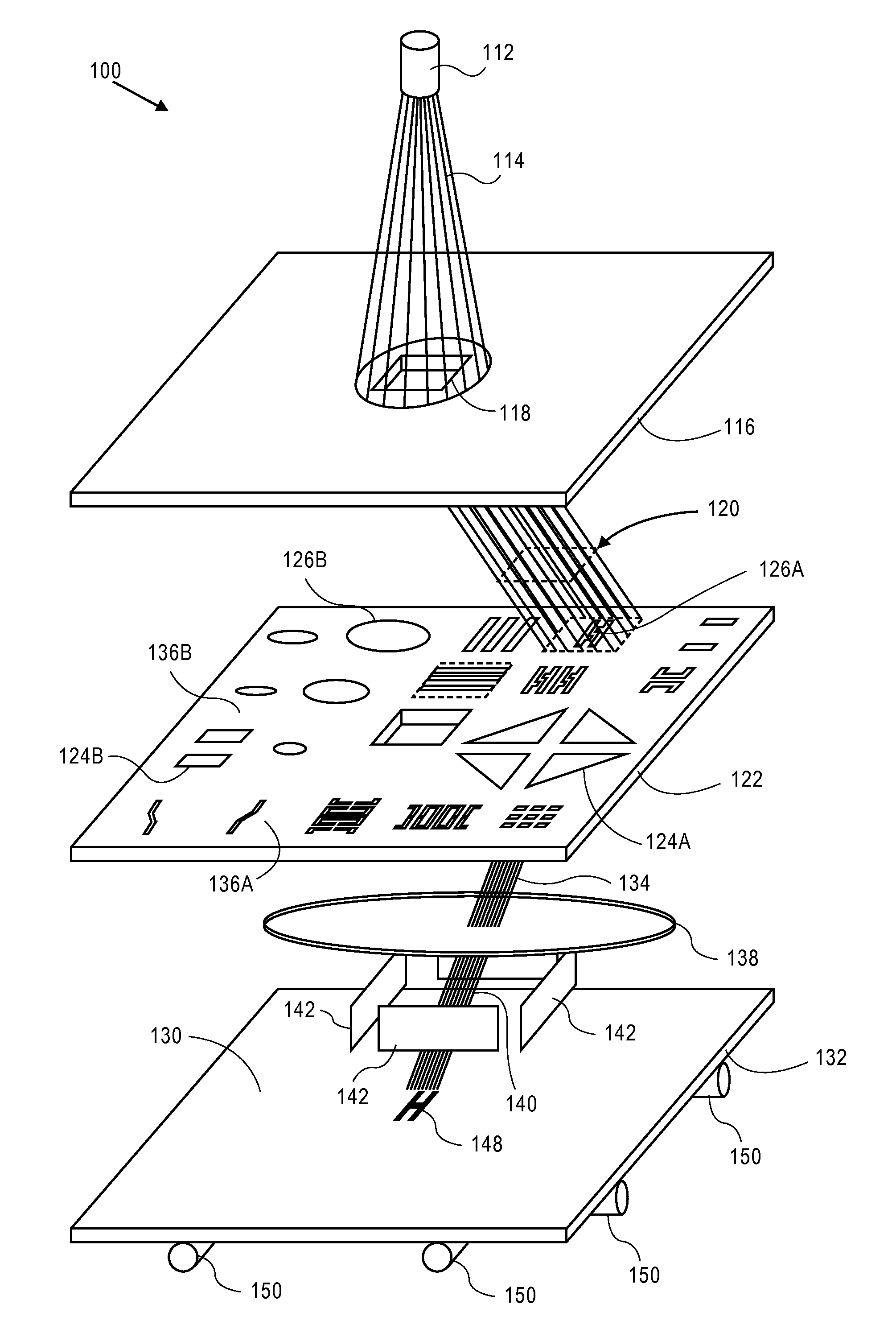 Method and system for fracturing a pattern using charged particle beam lithography with multiple exposure passes which expose different surface area