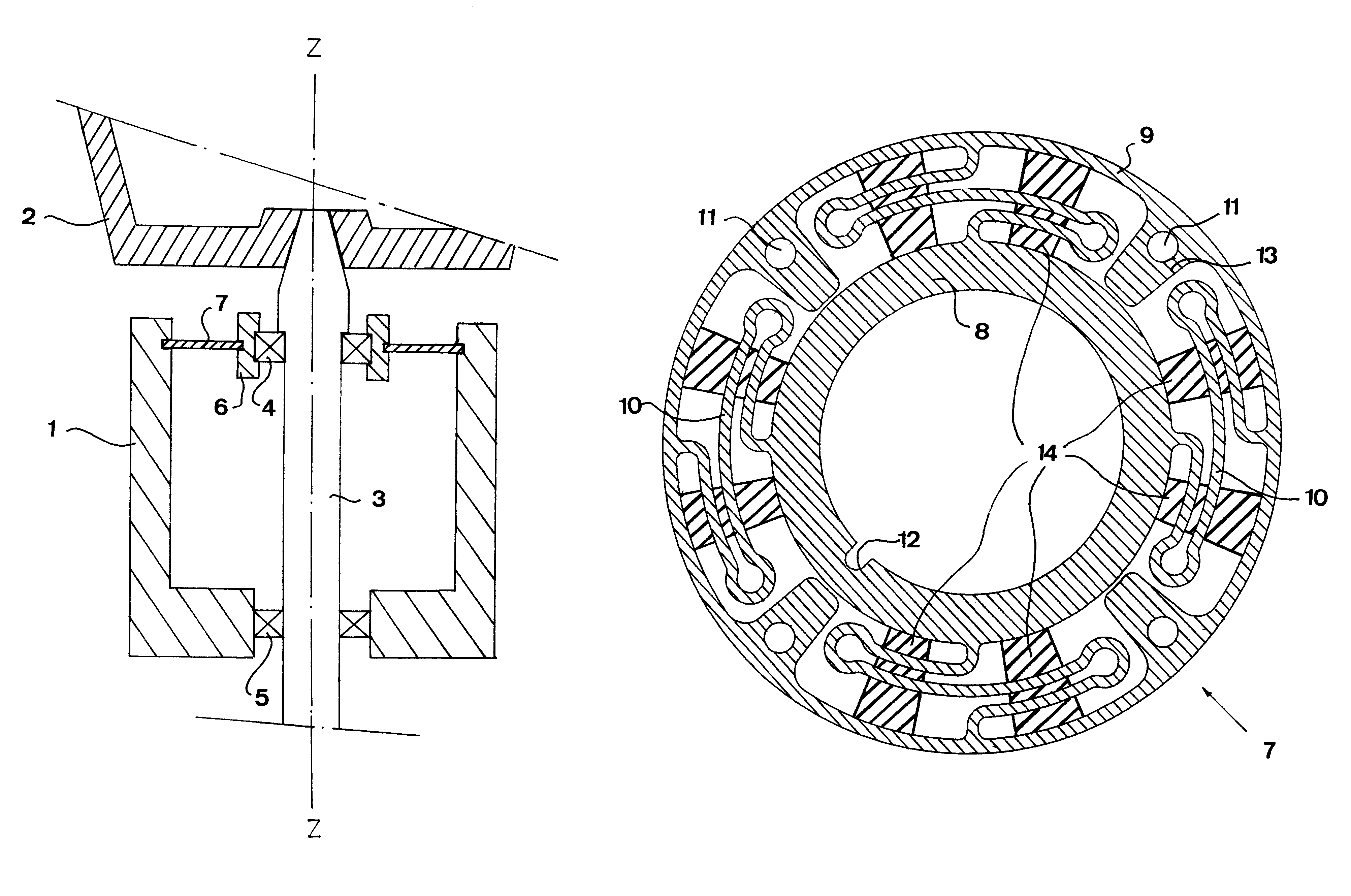 Flexible metal supporting device for a centrifugal separator