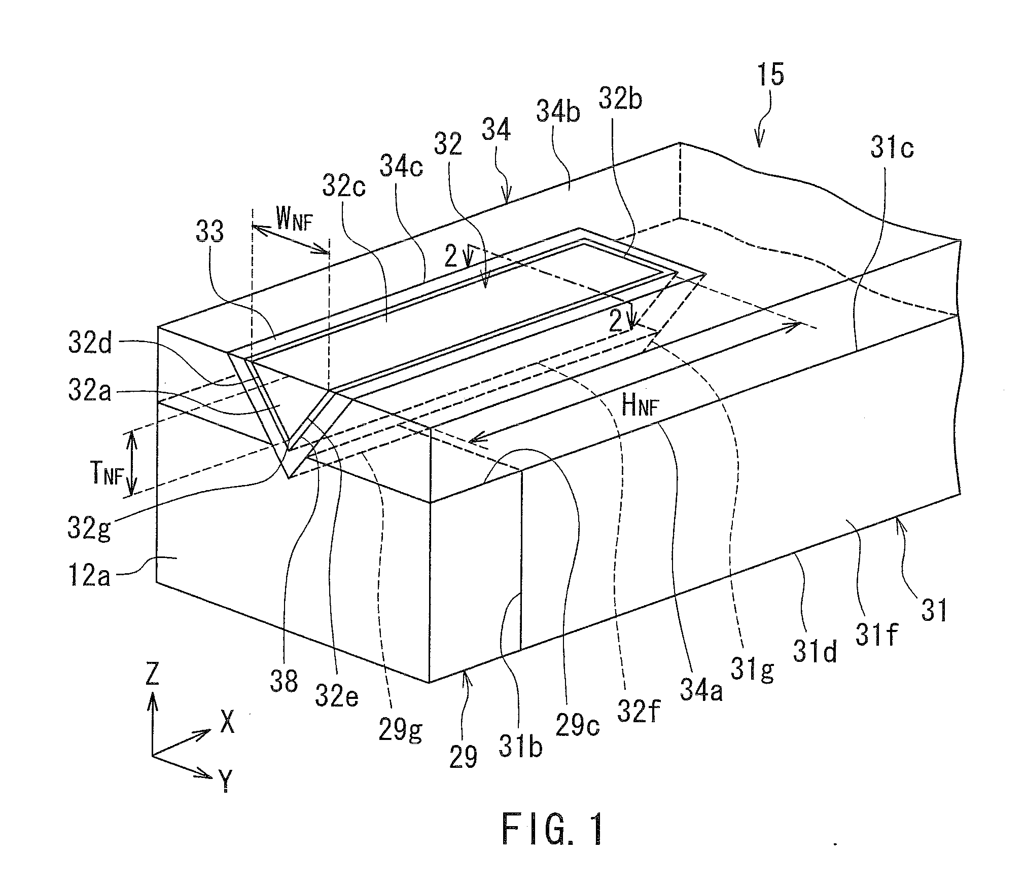 Near-field light generating device including near-field light generating element disposed over waveguide with buffer layer and adhesion layer therebetween