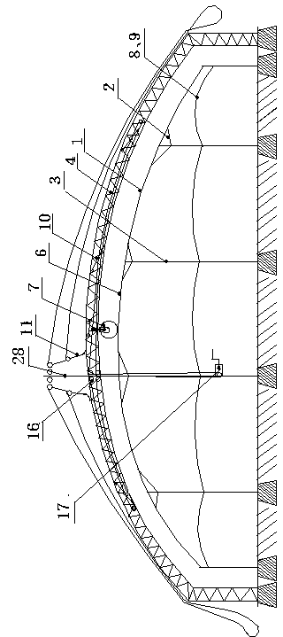 Three-layer vegetable tunnel with single heat preservation quilt