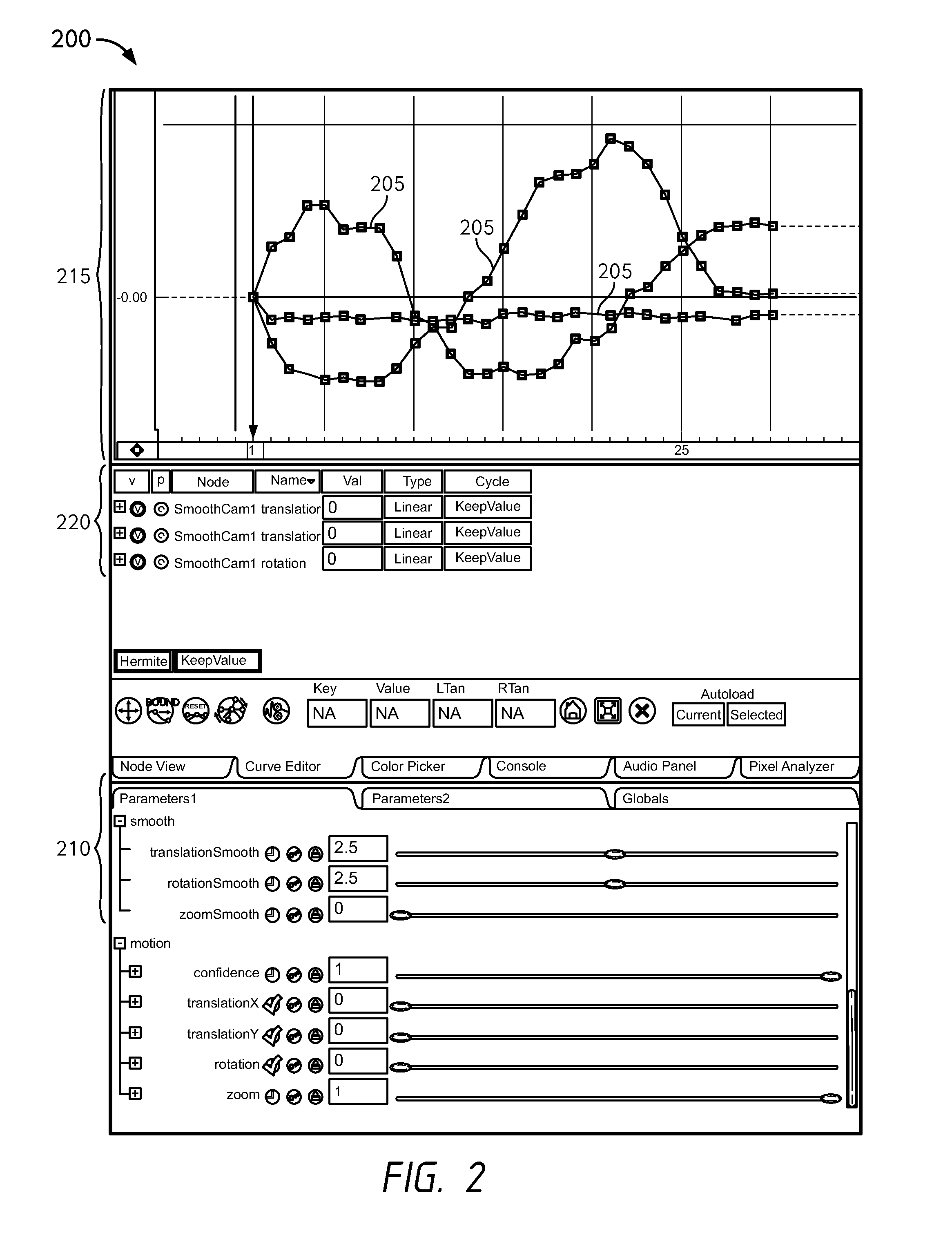 Smoothing and/or locking operations in video editing