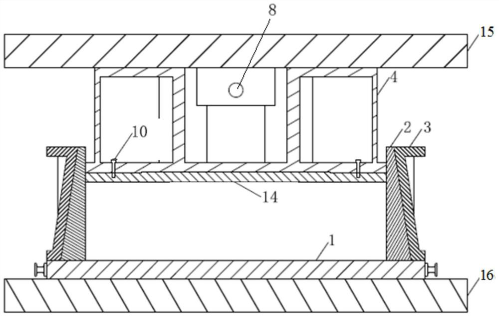 Pressing die for meter-scale buffer material circular building block and building block preparation method