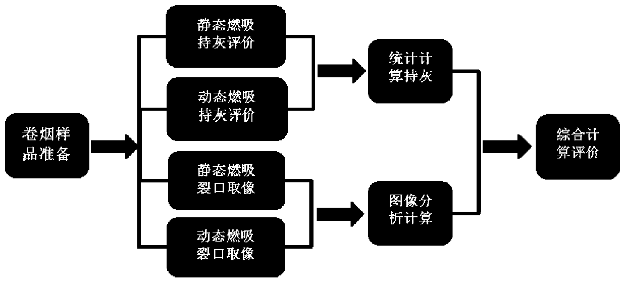 Method for evaluating cigarette ash packing effect