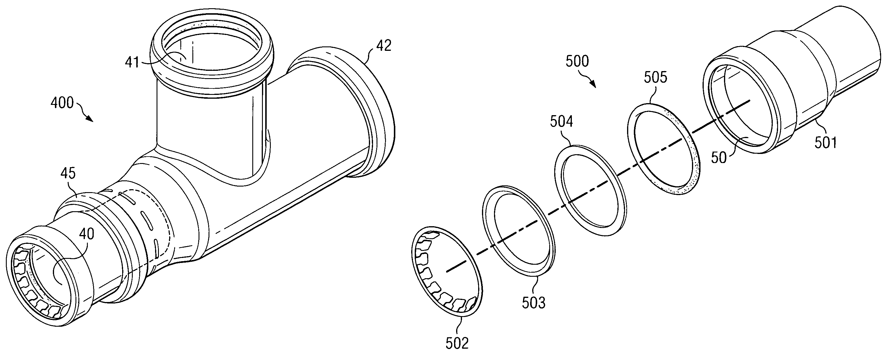 Transition tee coupling