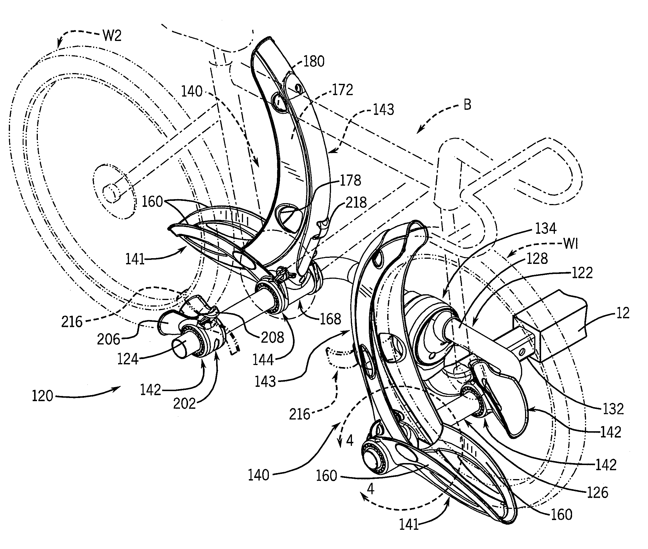 Bicycle support with pivoting wheel engagement member