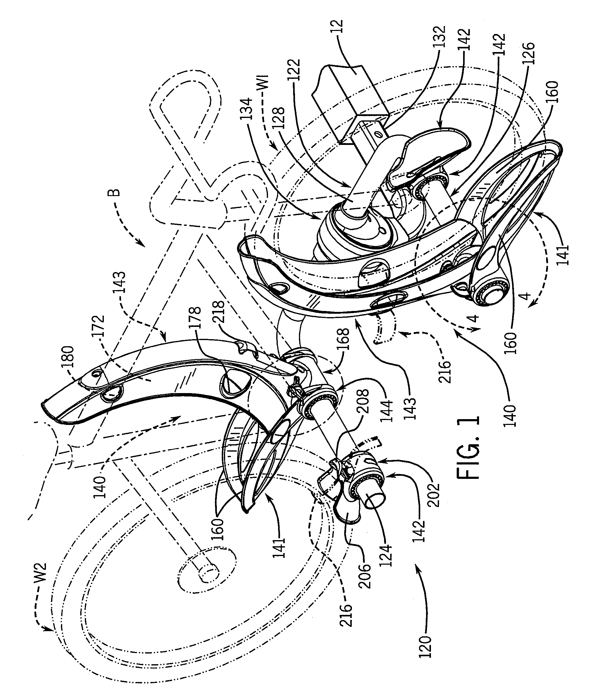 Bicycle support with pivoting wheel engagement member