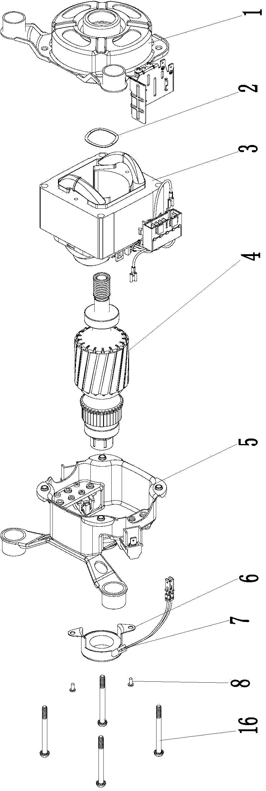 Stretched iron end cover structure used for roller washing machine series excited motor