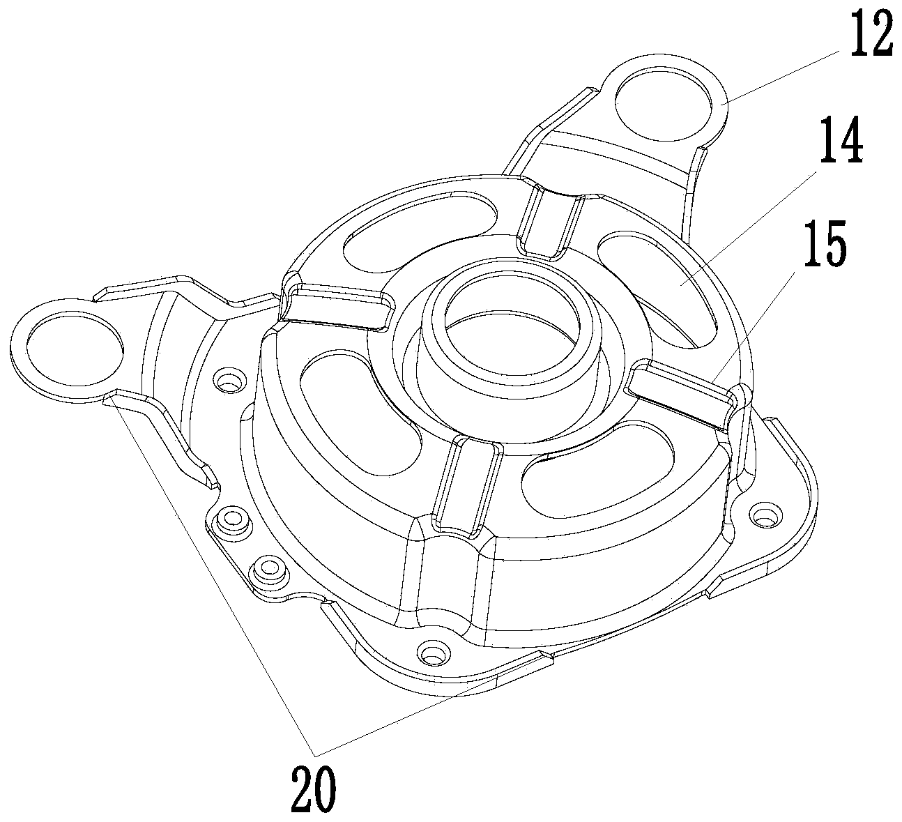 Stretched iron end cover structure used for roller washing machine series excited motor