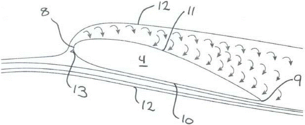 Wind turbine blade with tripping device and method thereof