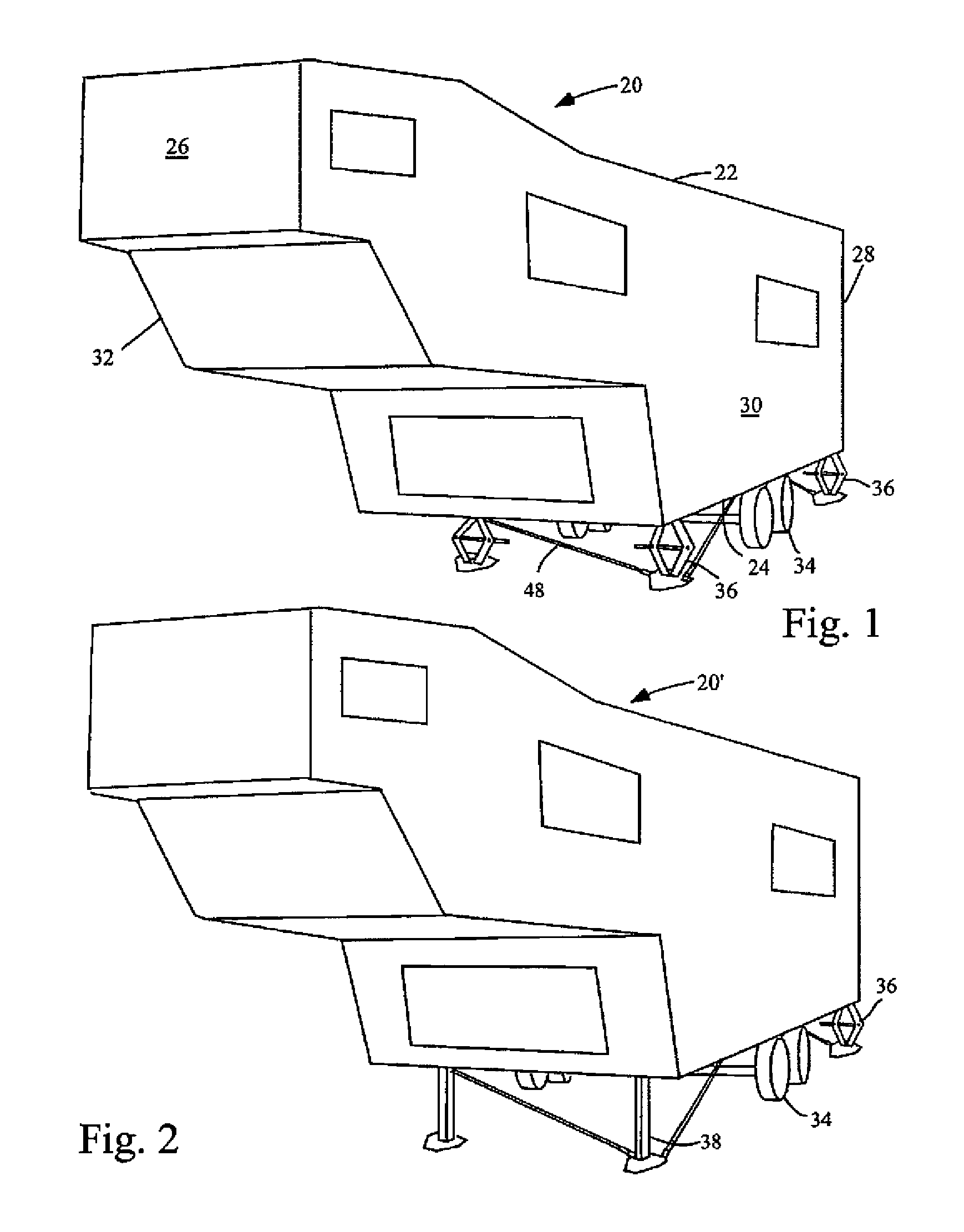 Trailer stabilizing device and method of using same