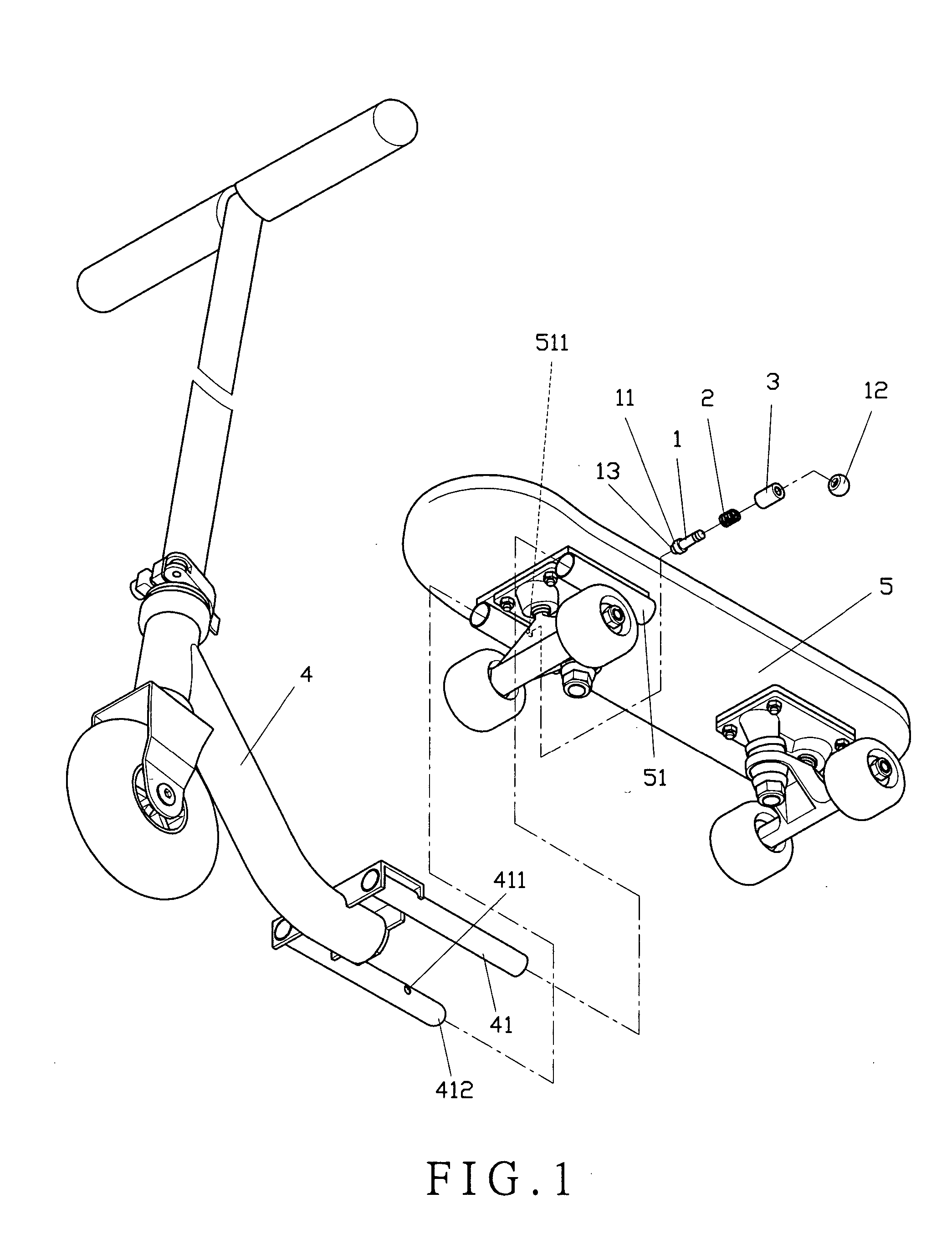 Fastening structure for a scooter