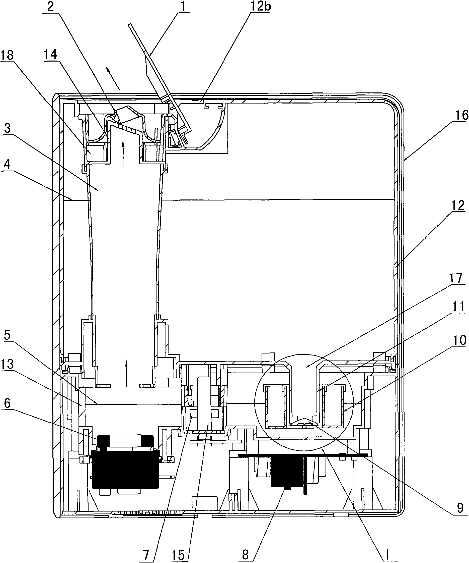 Upper water-adding humidifier