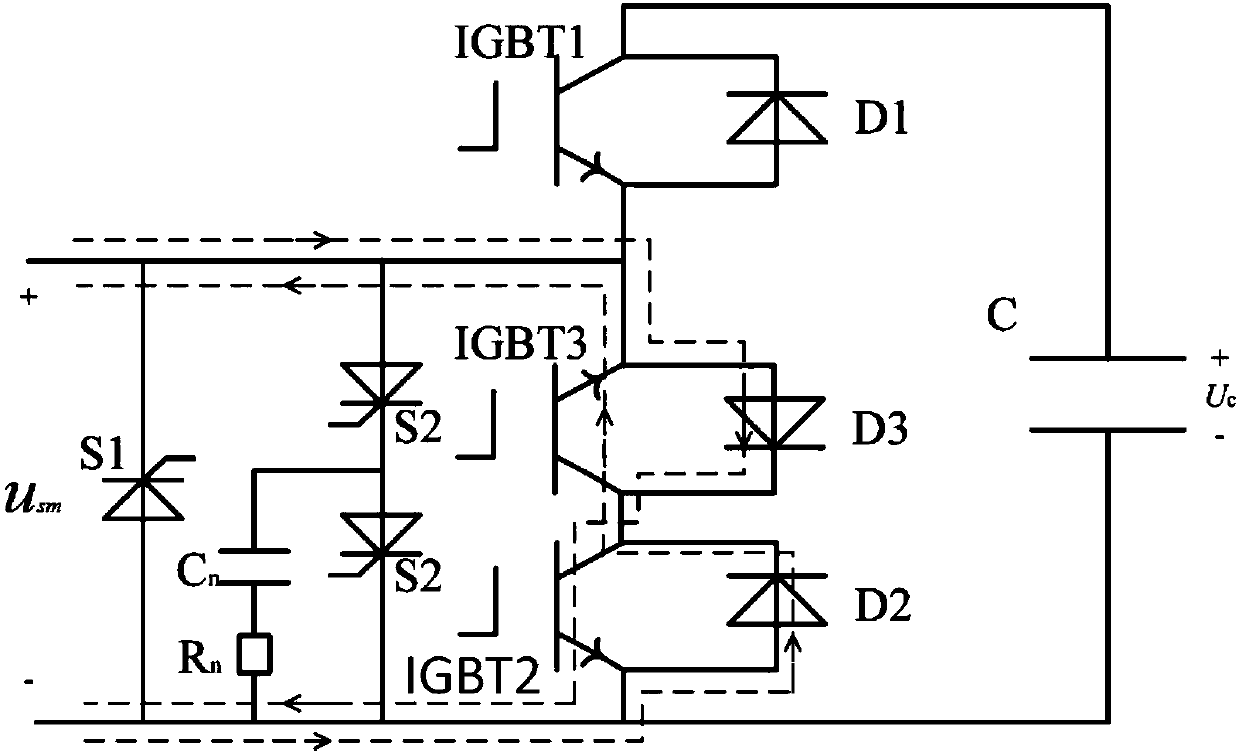 DC side fault protection system and method based on MMC submodule topology