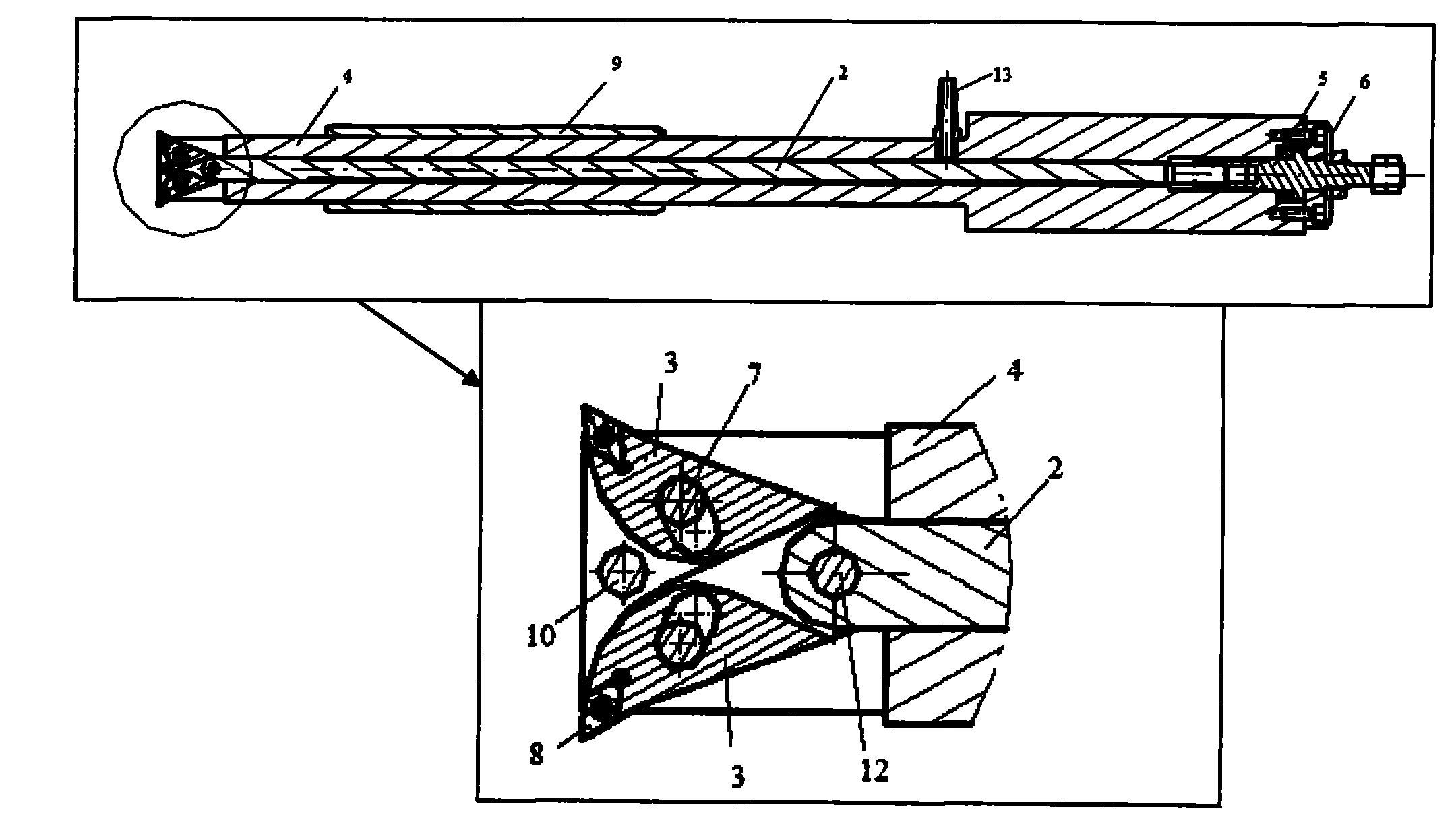 Telescopic double-edged deep-hole boring cutter