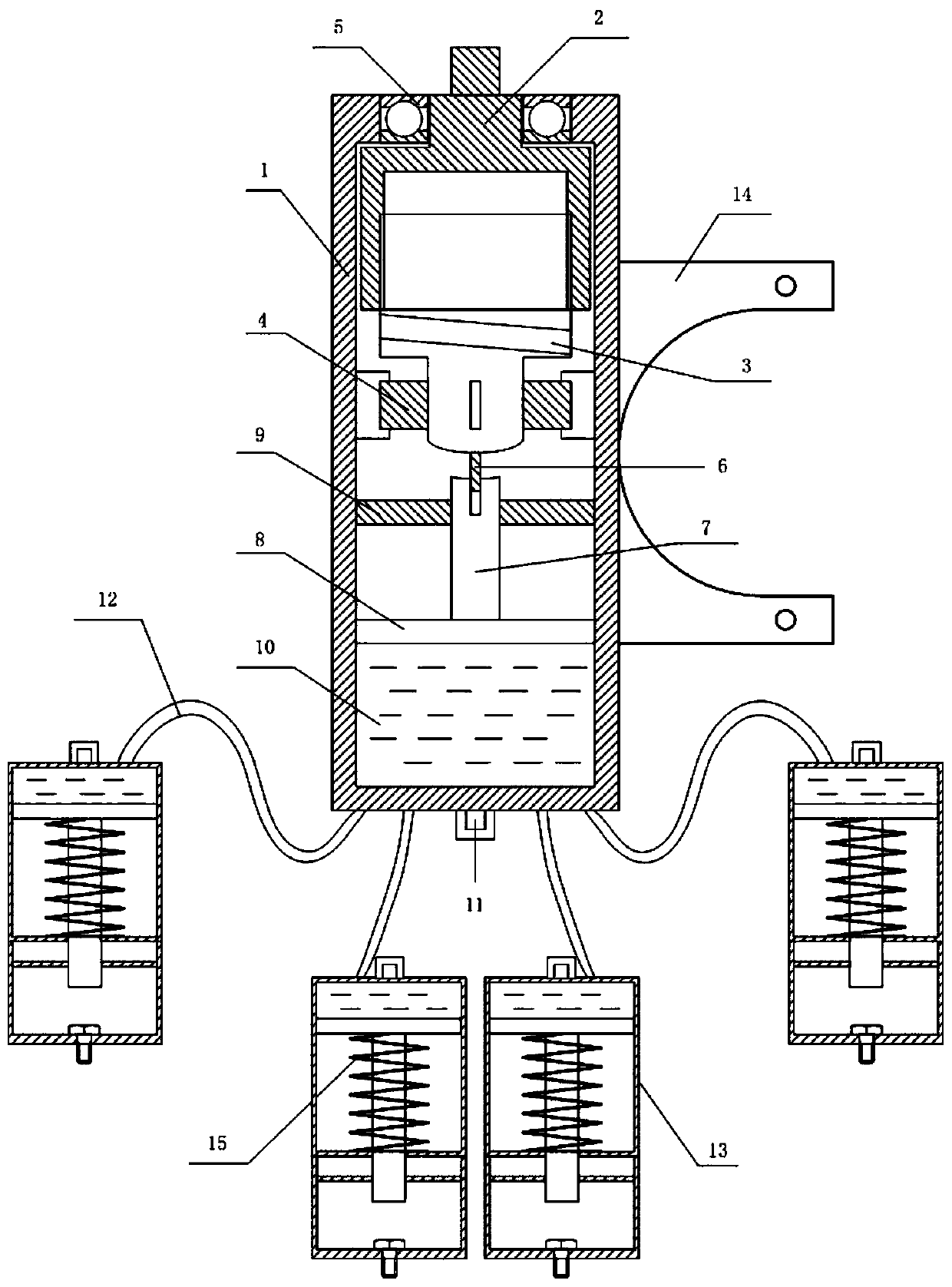 Solid and liquid mixed spring-based auxiliary driving device for folding wings