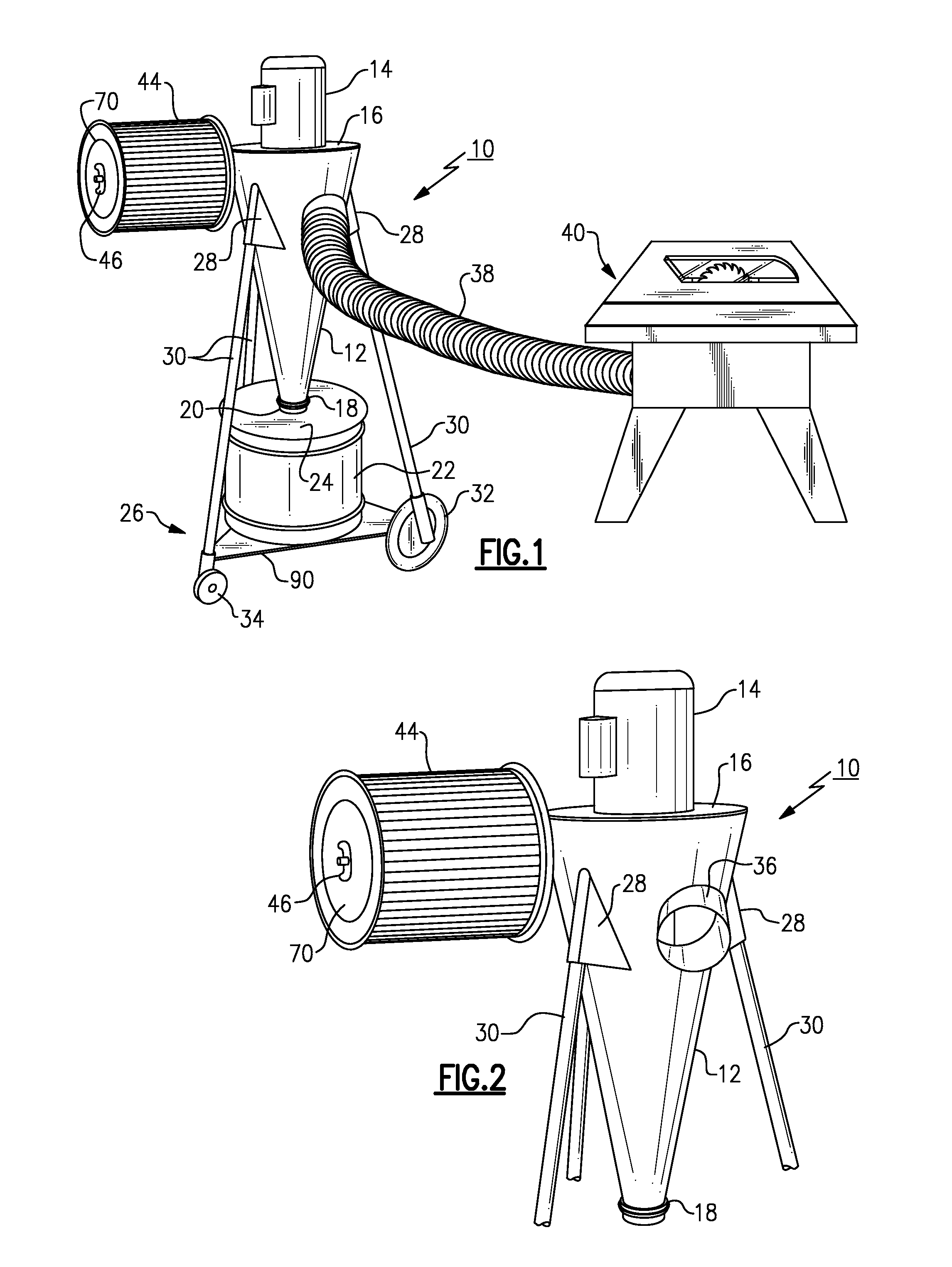 Portable cyclonic dust collector