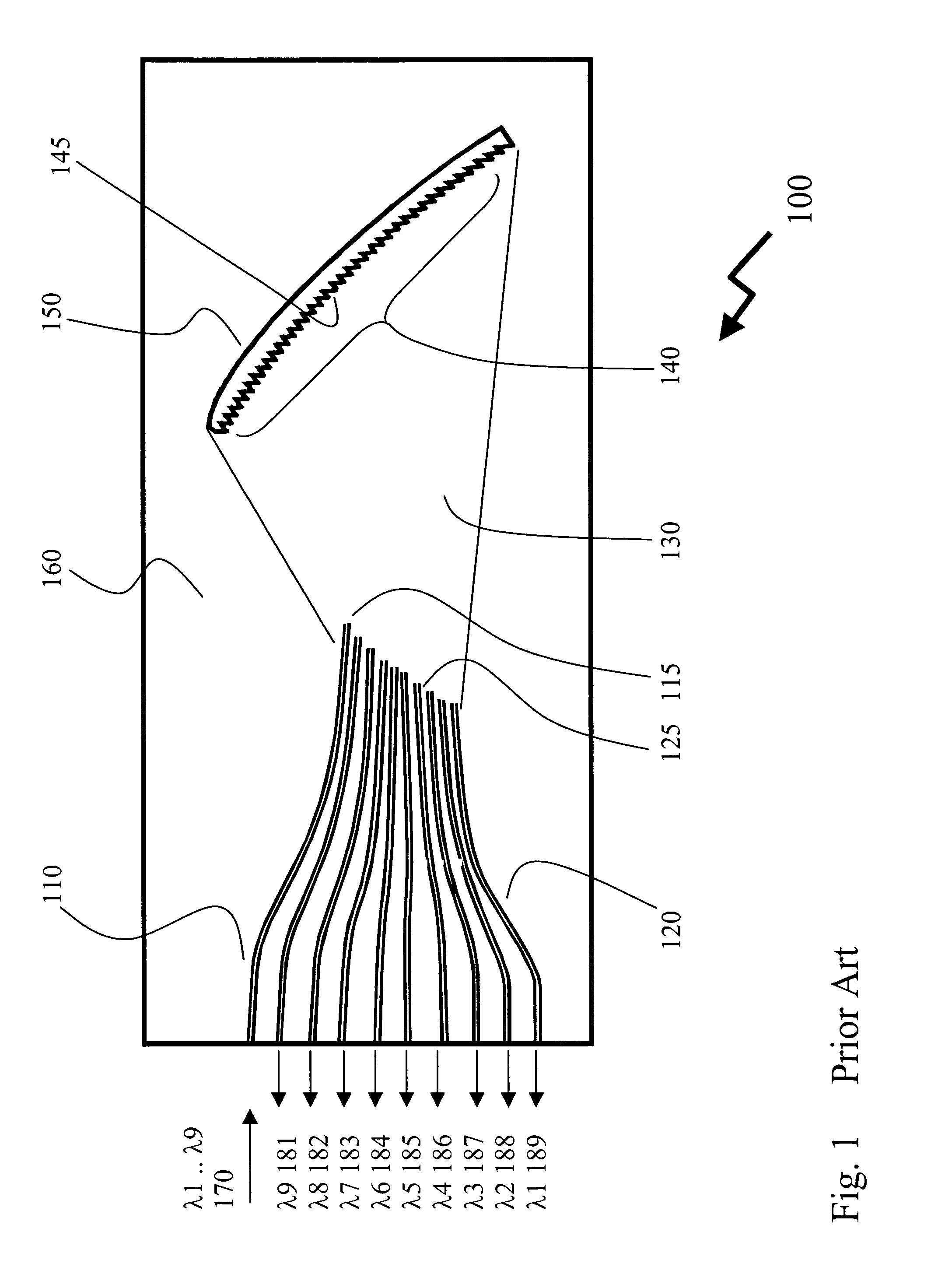 Integrated etched multilayer grating based wavelength demultiplexer